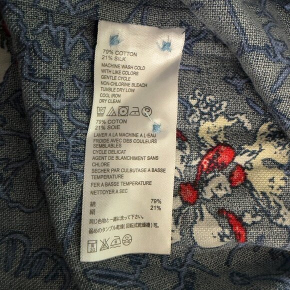 Tommy Bahama Navy Floral Button-Down Shirt – Cotton/Silk Blend – Size XL - Picture 10 of 14